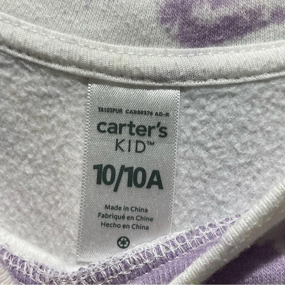 Carters Girls Size 10 10A Sweatshirt Purple & White Tie Dye Kindness Everyday